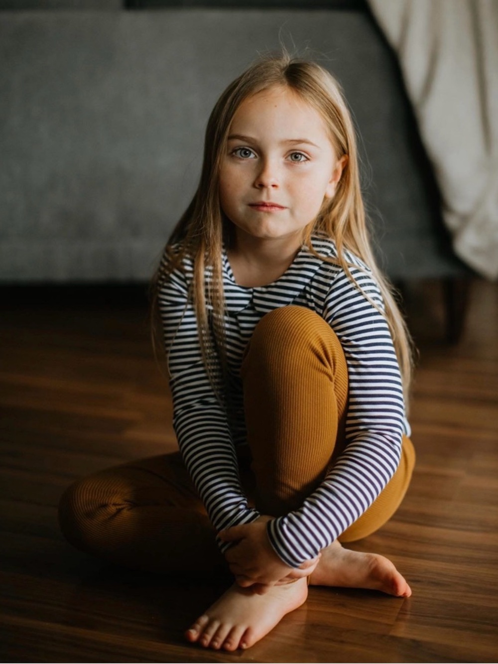 Black & White Striped Long Sleeve Top with Peter Pan Collar